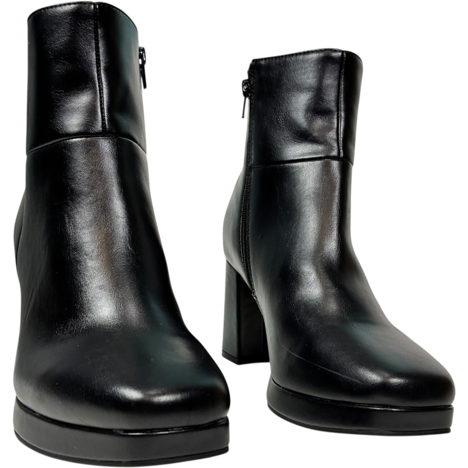 Worthington Gino Women’s Black 3.25in Block Heel Zip-up Bootie Size 9M