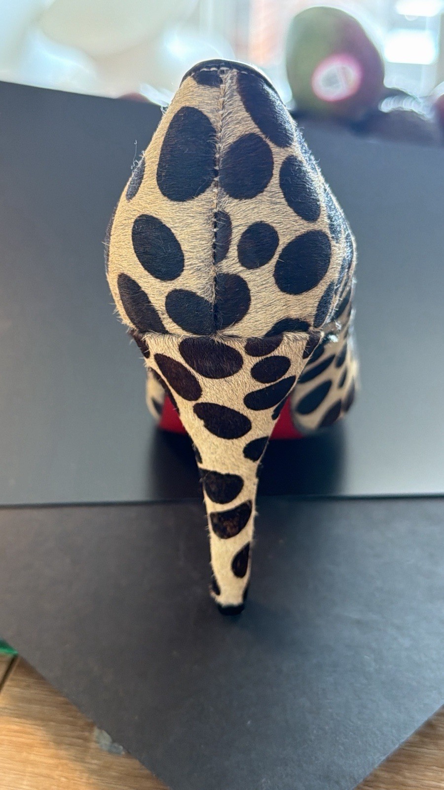 Christian Louboutin Kate Leopard Pony Hair Heels 42 Pumps Red Sole Made In Italy