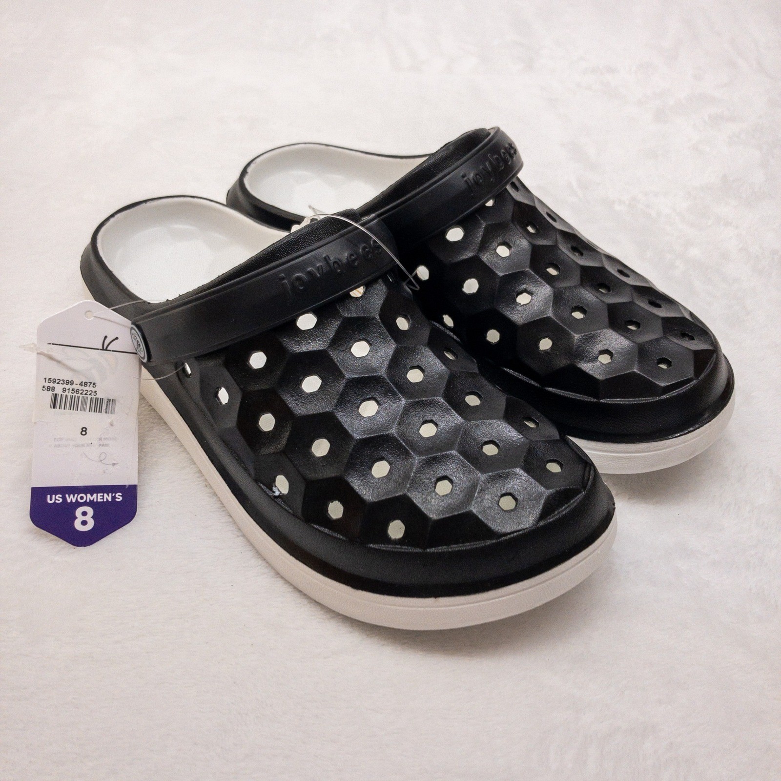 Joybees Varsity Clogs Womens Size 8 Black White Two Tone EVA Slip On New