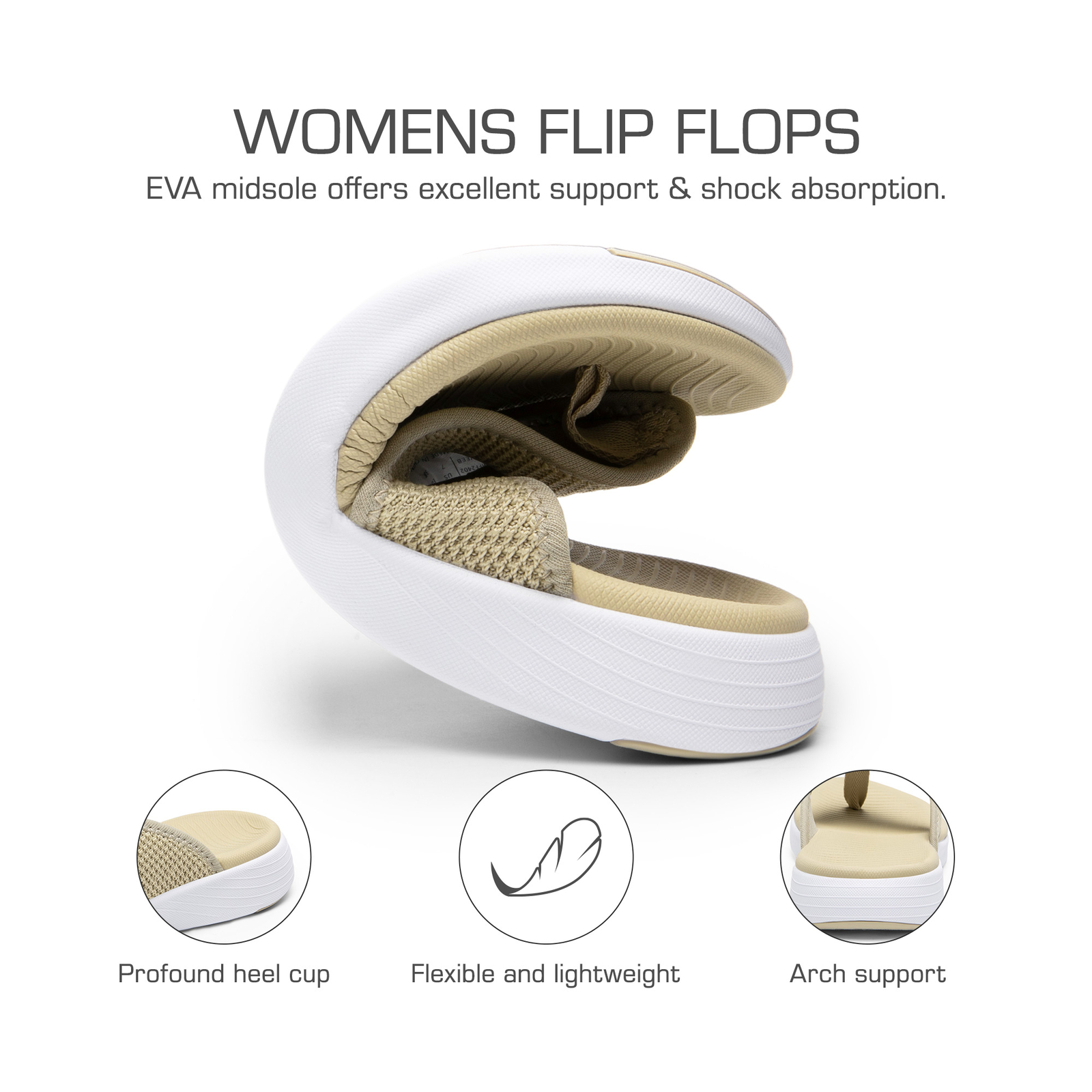 Women’s Sports Flip Flops Thong Sandals with Air Cushion Arch Support Beach Pool