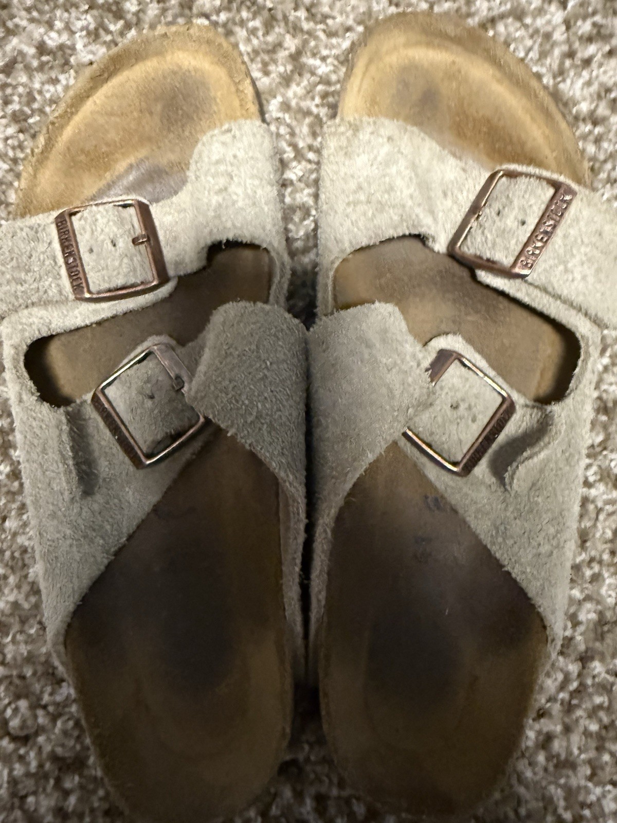 Birkenstock Beige Suede Slide Sandals Adjustable Double Buckle US 8.5