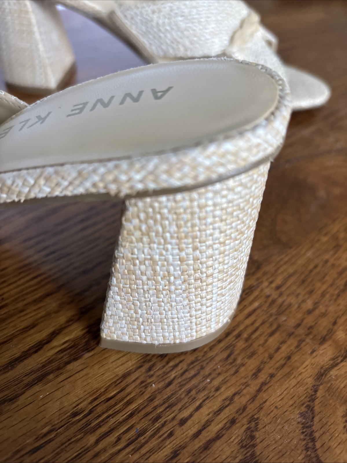 Anne Klein Women’s Size 7 1/2 Atlas Dress Sandals Raffia-Style 2.75 Inch Heels
