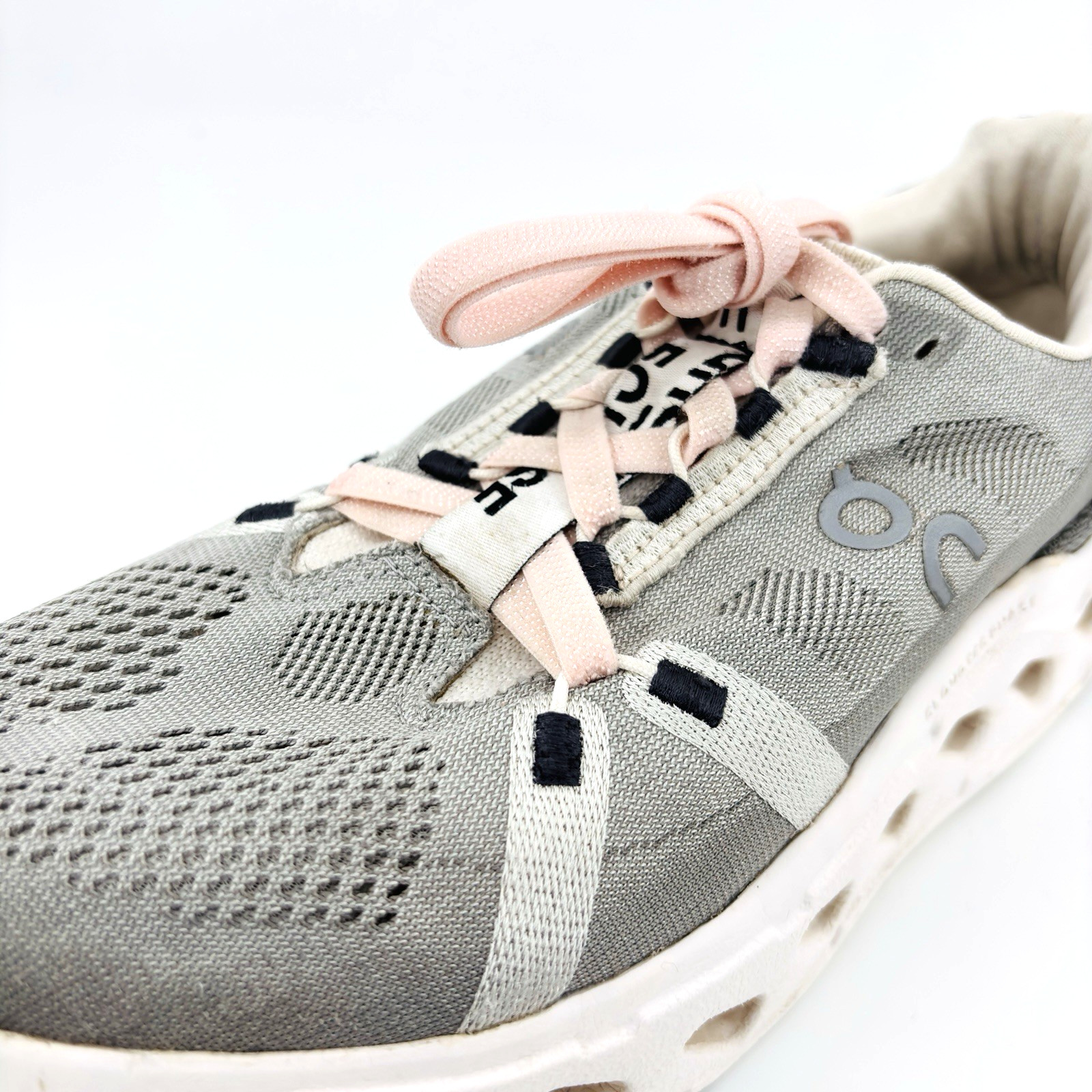 Womens 8 On Coud Eclipse Alloy Grey White Textile Trainers 6mm Drop Running Shoe