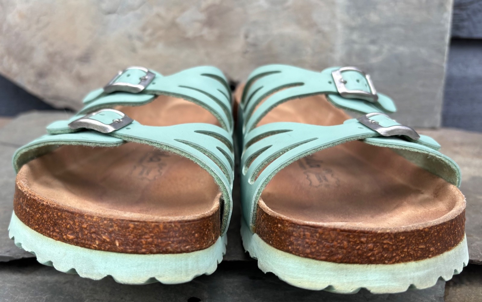 BETULA x Birkenstock GRANADA (40/9-N) Seafoam Green Birkoflor Sandals Slides