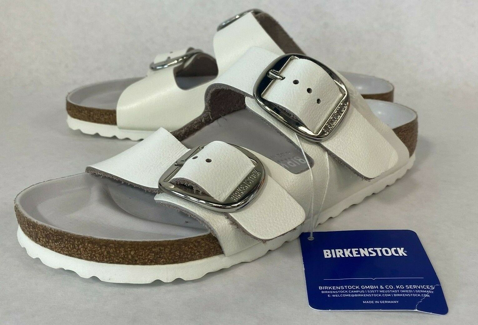 Birkenstock New w/o Box Arizona Big Buckle White Leather Exquisite N Select Size