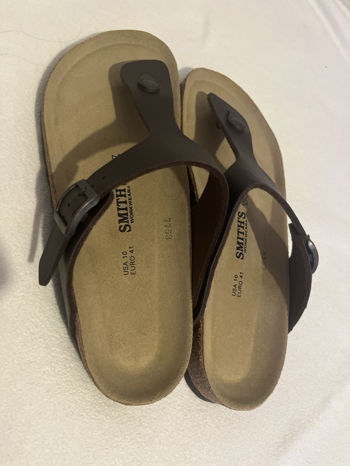 Smith’s Workwear Brown Thong Sandals Feature A Contoured Cork-latex Women’s