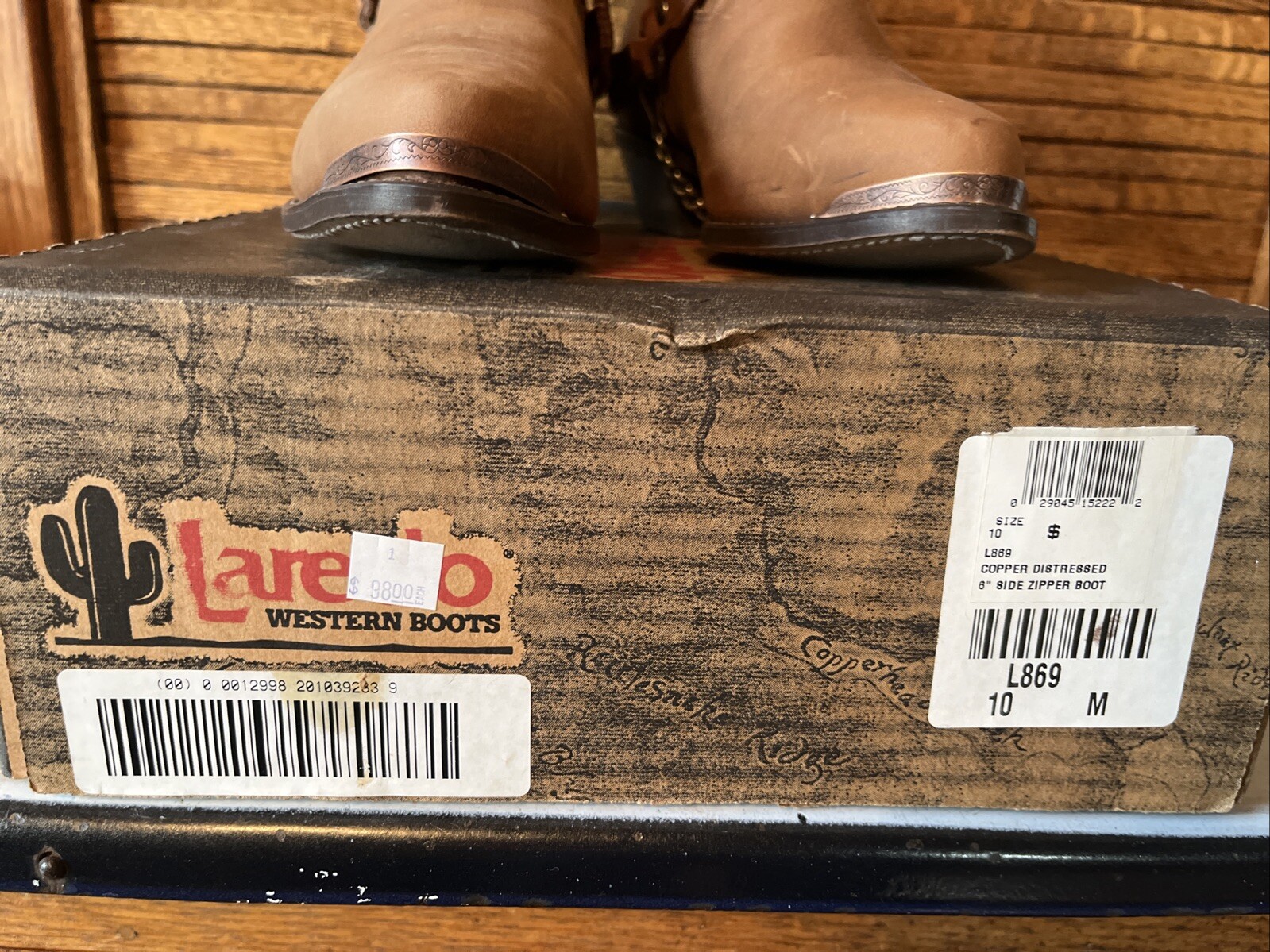 Laredo Womens Vintage Boots 10M L869 Copper Distressed 6” Side Zipper W/box EUC