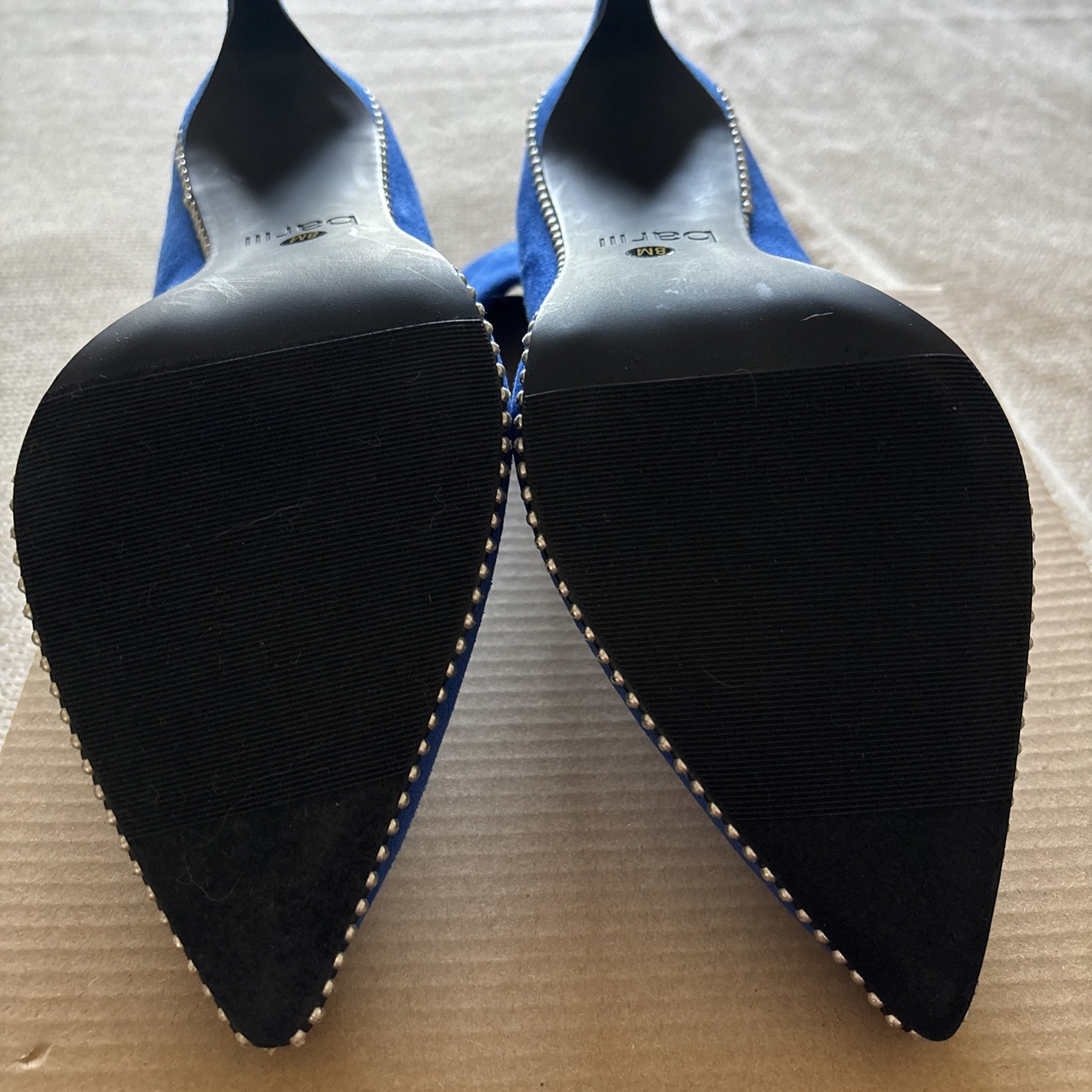 Gorgeous Bar III Cobalt Blue MelanaYF Suede Stiletto Booties Size 8M Box 31