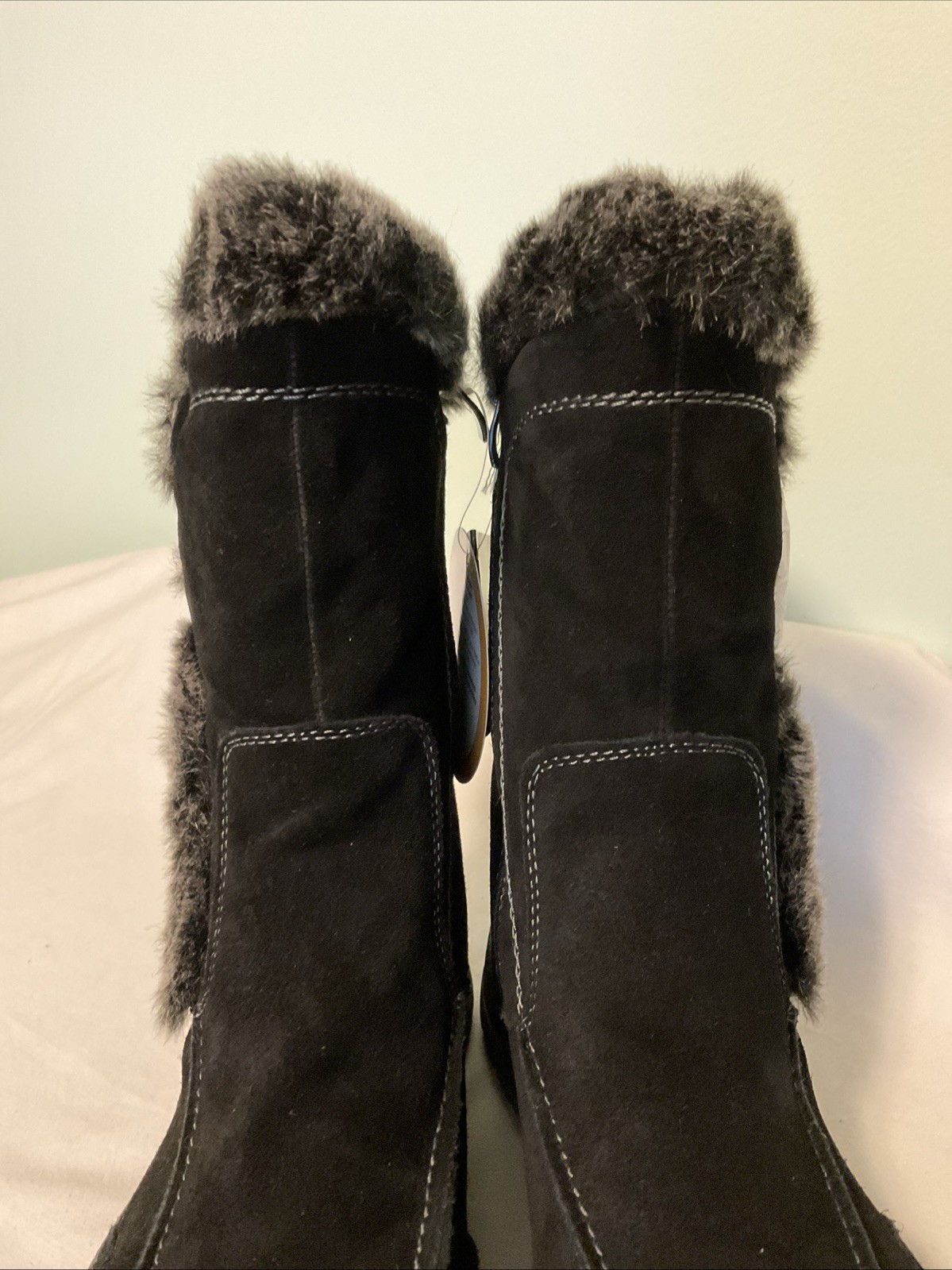 Spring Step Achieve Black Suede Leather Winter Boots Womens Size 9 40 NWT
