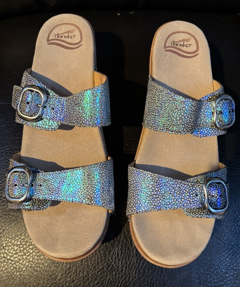 Dansko Sophie Shagreen Iridescent Blue sandals EUR size 41/ US 10-10.5