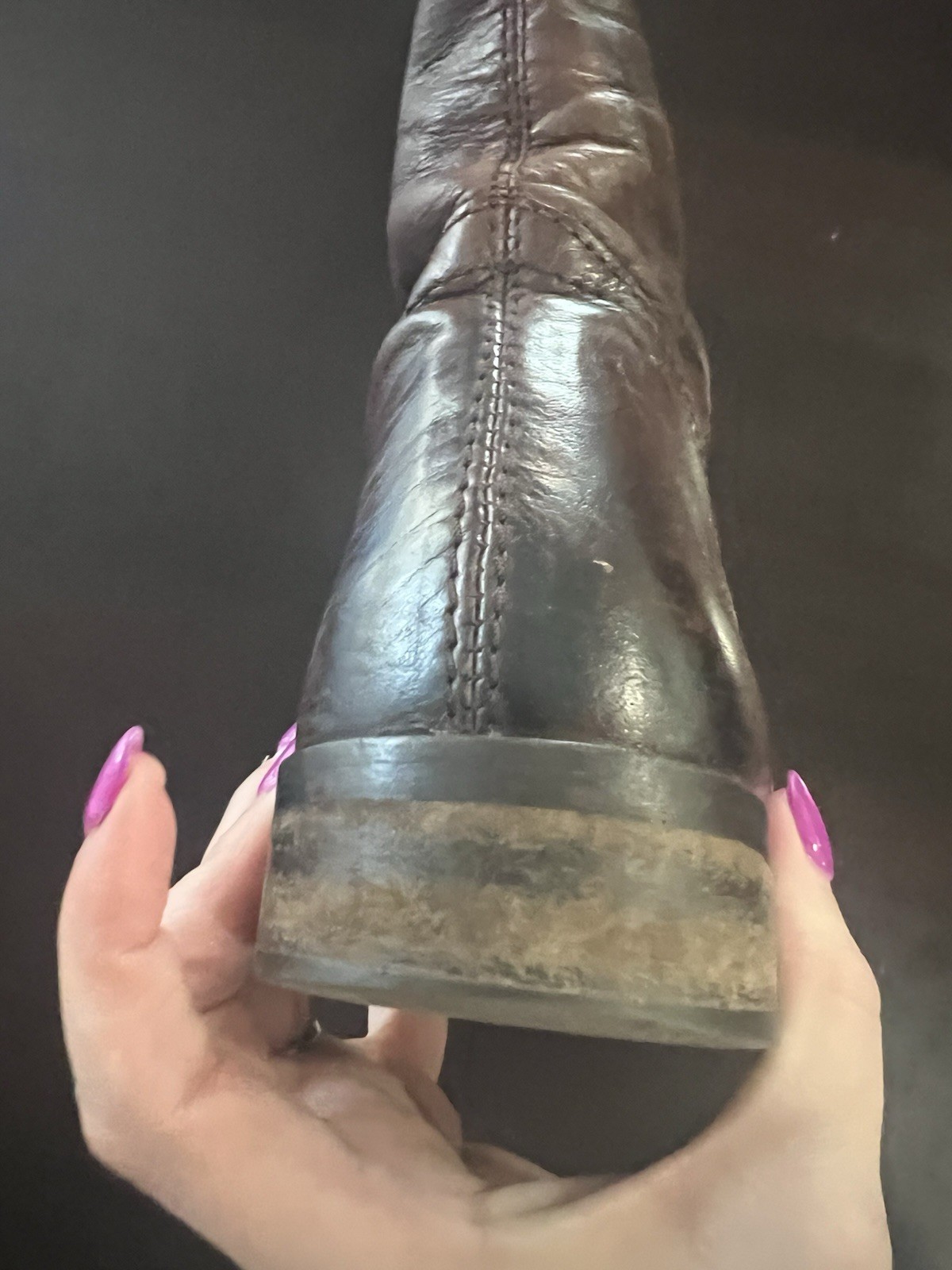 MIA Boots Leather Long Solid Brown Low Heel Size 8.5