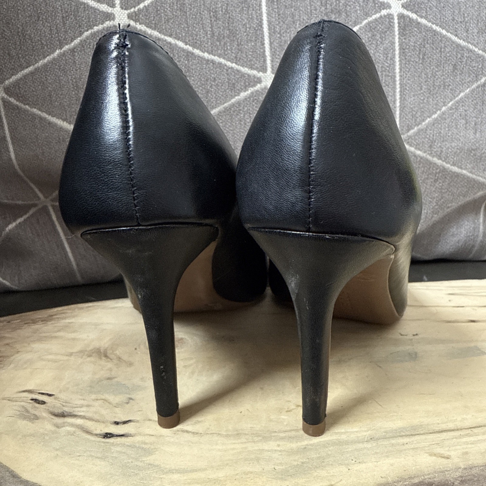 SOLE SOCIETY Point Toe Pumps Sz 6.5M Black Leather 3.25” Stiletto Heels LUNEIRA