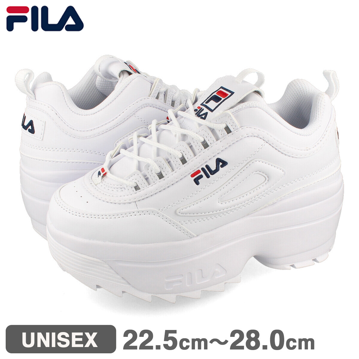 FILA DISRUPTOR 2 WEDGE Sneaker WHITE WFW22044001 Unisex Platform Sneakers New