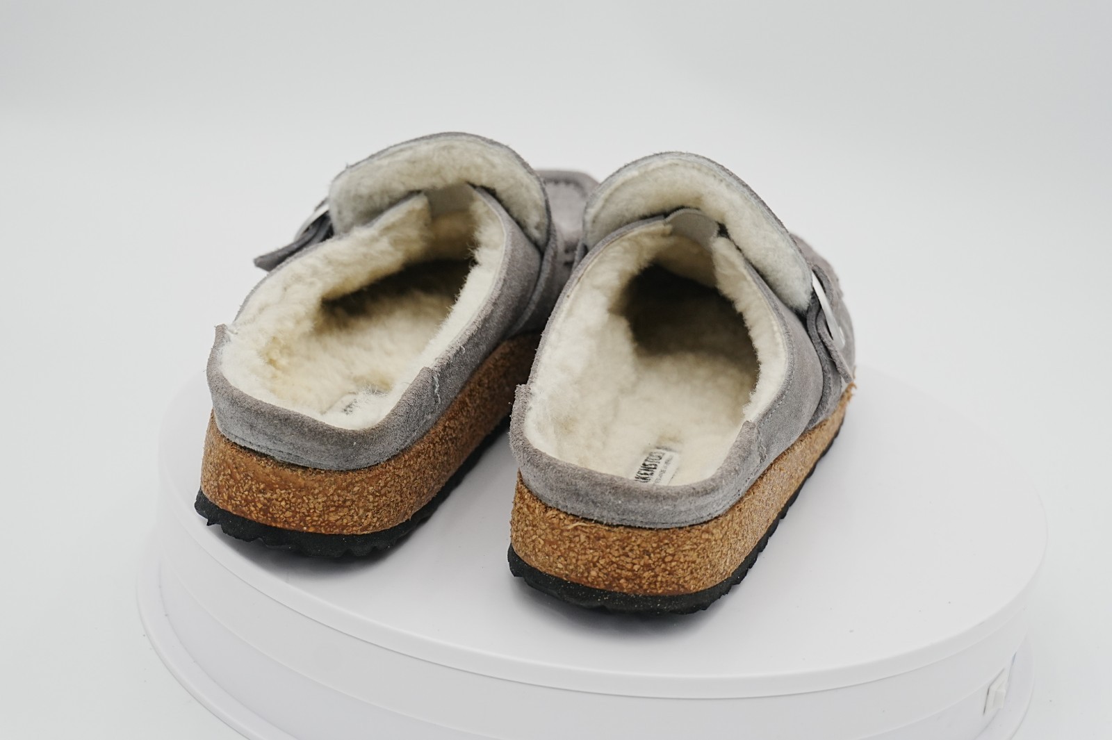 Birkenstock Buckley Shearling Clogs Womens 7 7.5 EU 38 E Gray Suede Wool