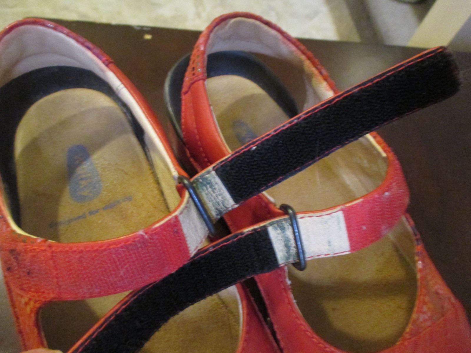 Wolky Red Leather Mary Jane Comfort Shoes Hook Loop Strap Women US 7 EU 38