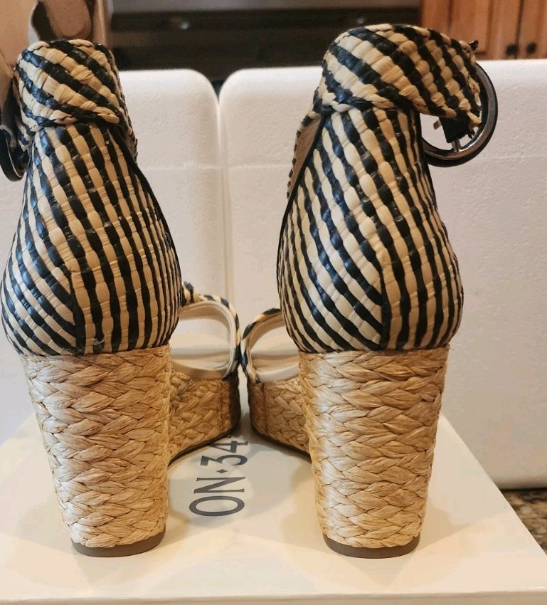 On 34th Nihari Ankle-Strap Platform Wedge (Women’s) – Black/Natural Sz 11 M NIB