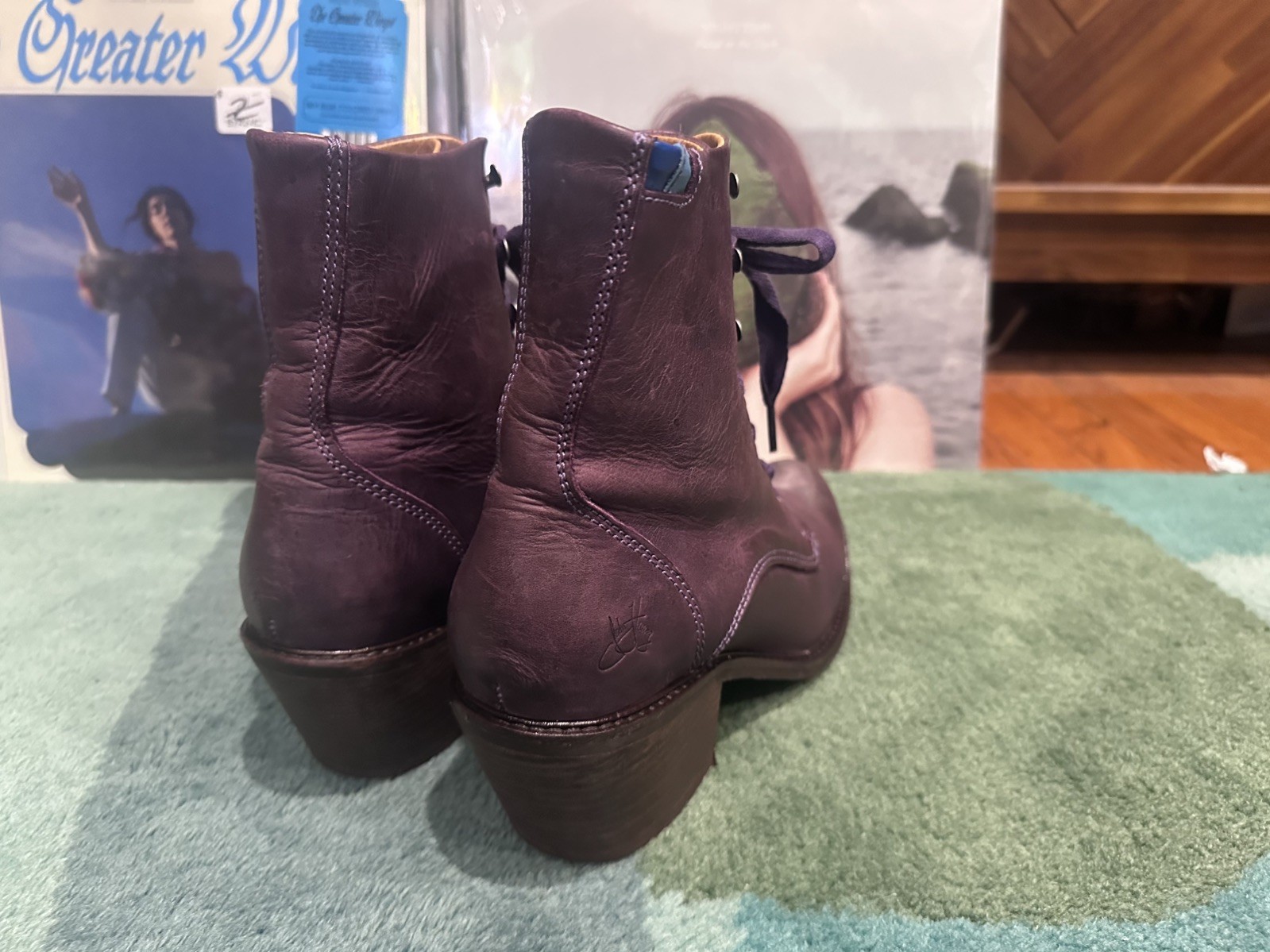 Fluevog EXCELLENT Adriana Nuni purple leather lace-up heeled boot – 11