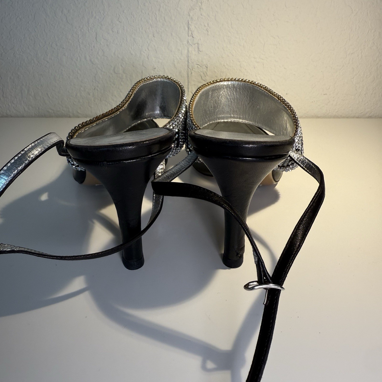Vtg DOLCE & GABBANA CRYSTAL LOGO HEELS 40.5