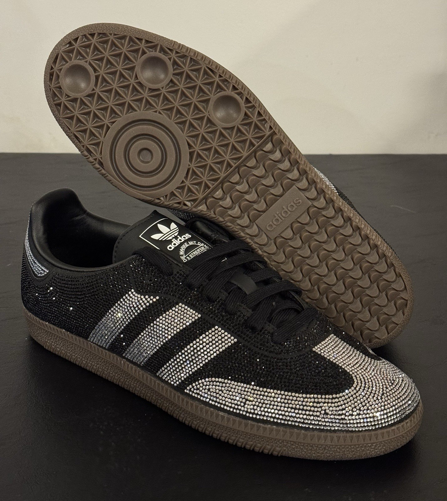 Size 10 – adidas Samba OG Black Silver Rhinestones W