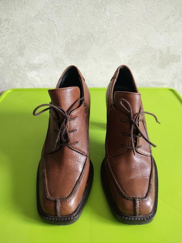 Women navy boot ankle boots brown leather 36 #b8ft