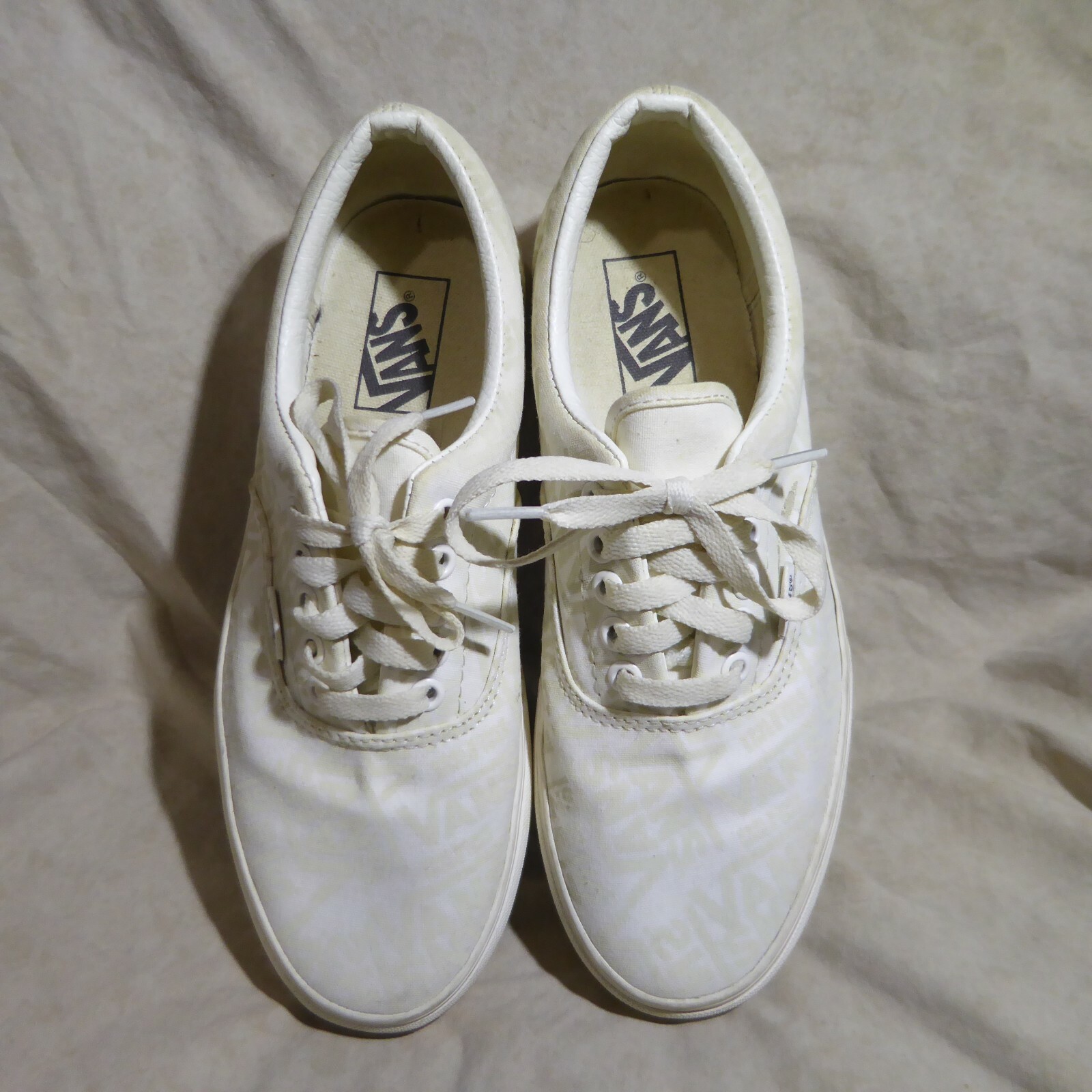 👟 VANS Off the Wall Sneakers Women’s sz 9 M VANS Logo on Cream Off White Canvas