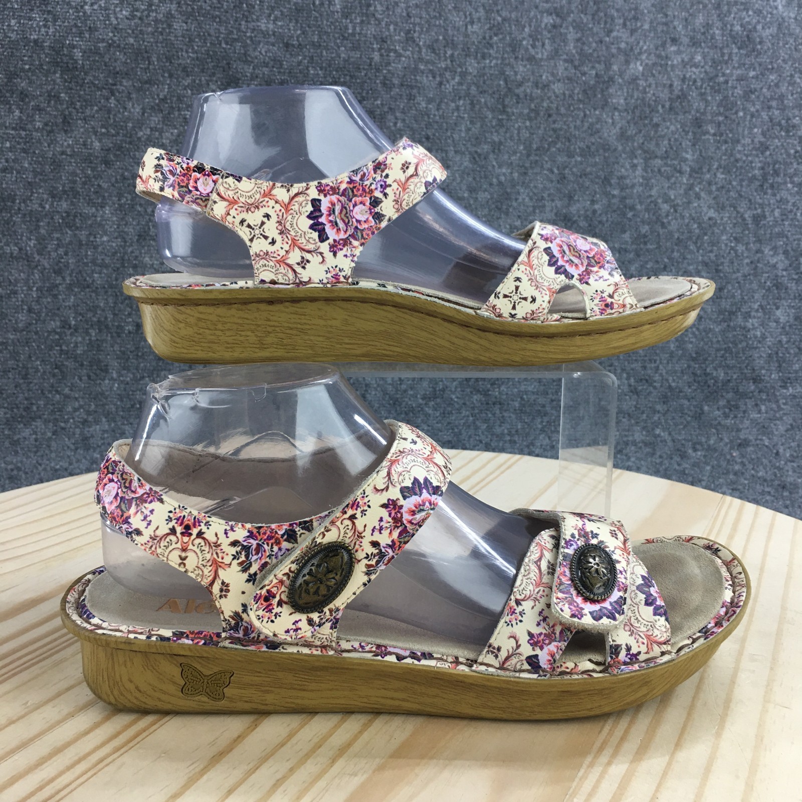 Alegria Sandals Womens 41 Muticolor Vienna Ankle Straps Leather Floral Casual