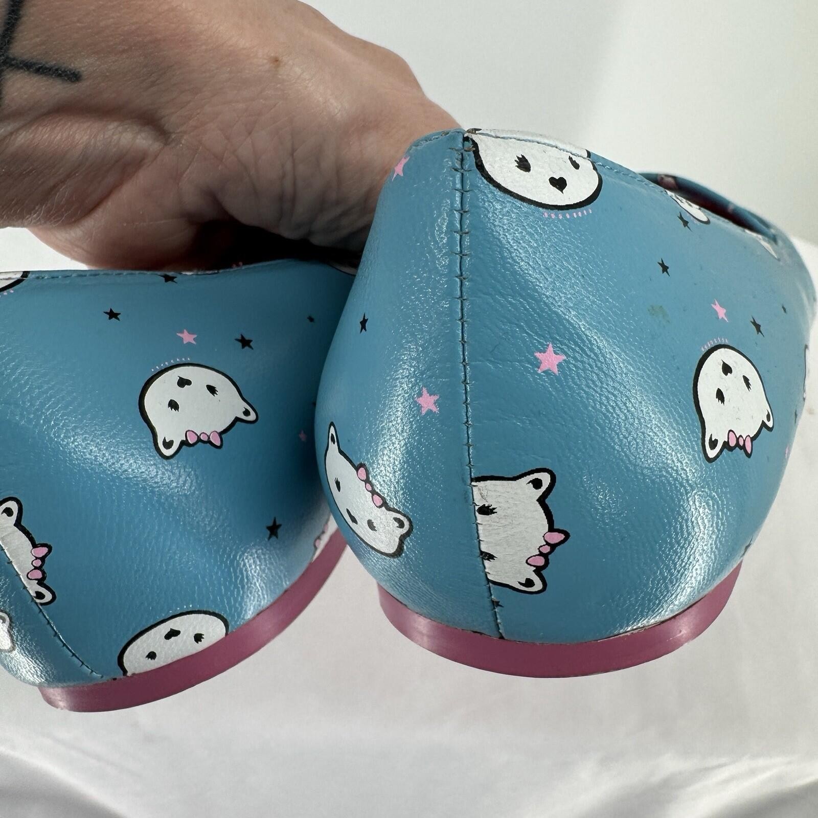 Irregular Choice shoes womens 10 blue cat bear mary jane slip on coquette twee