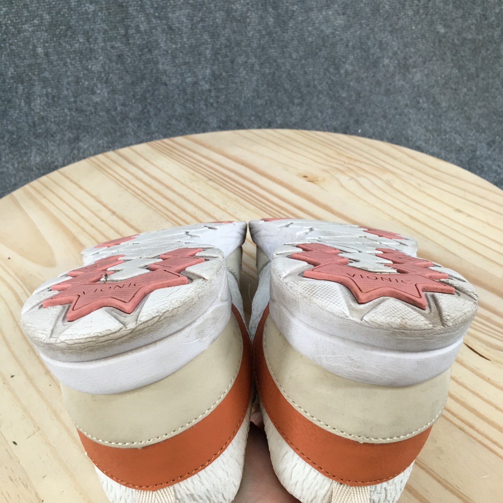 Vionic Shoes Womens 10 Jetta Sporty Comfort Lace Up Zip Sneakers White Orange