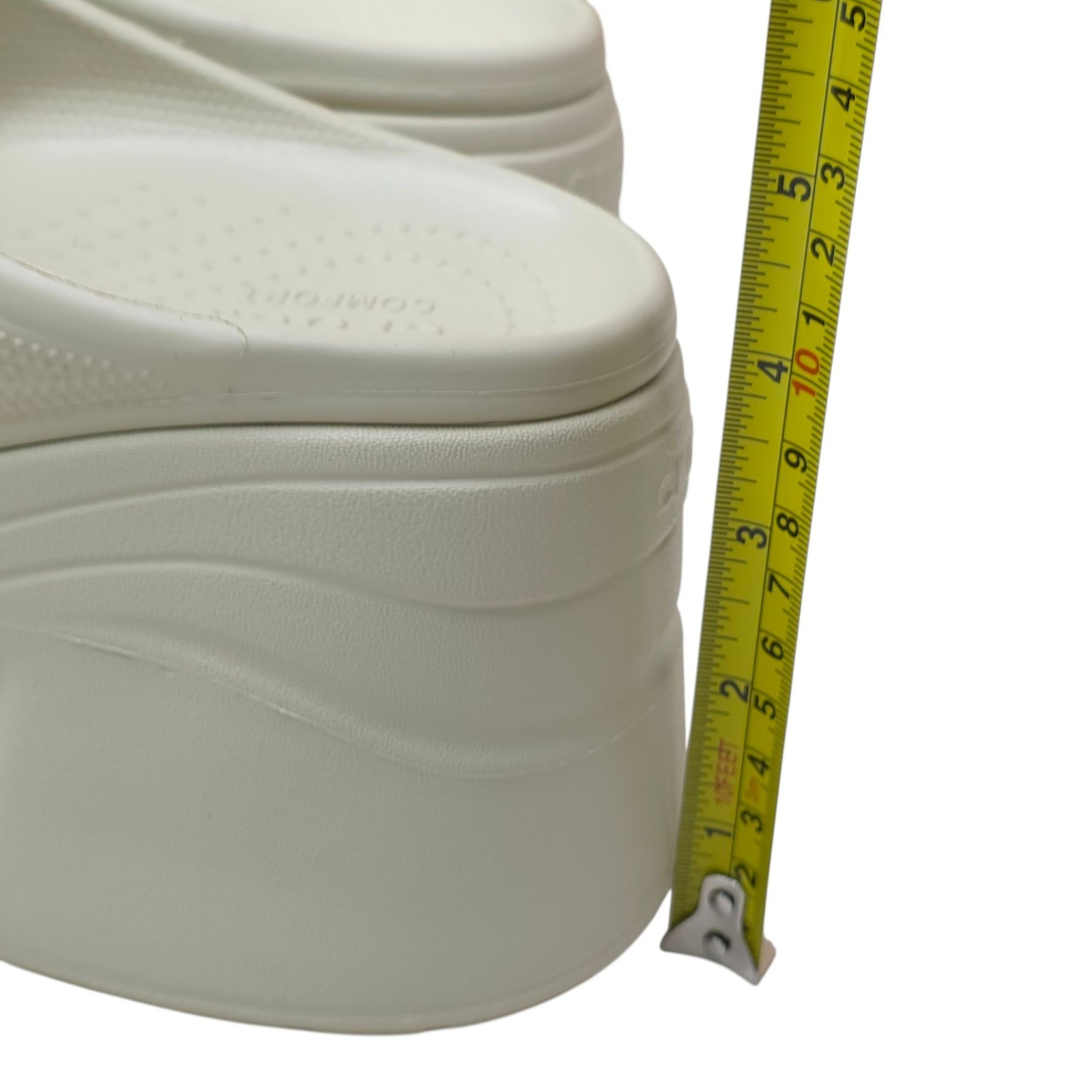 Crocs Siren Clog M9/W11 Cream Platform Slip-On Shoes 3 1/2″ Heel