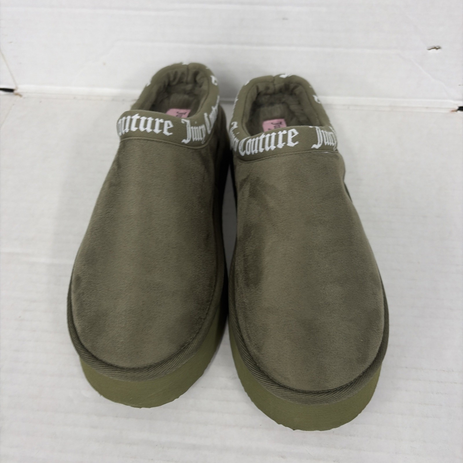 Juicy Couture Platform Slipper Mules Womens 9 Microsuede Indoor Outdoor New