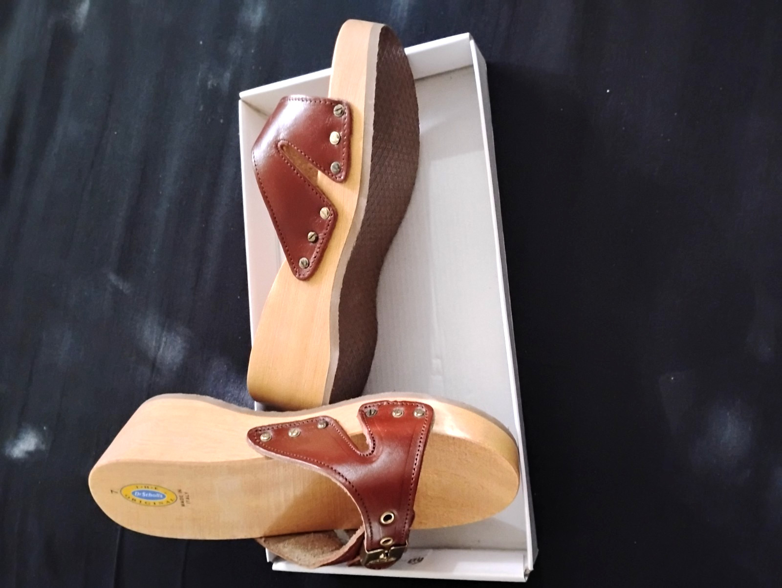 Dr. Scholl’s NEW Original Wood,Wooden Platform Slide Sandals Size 7 M Italy