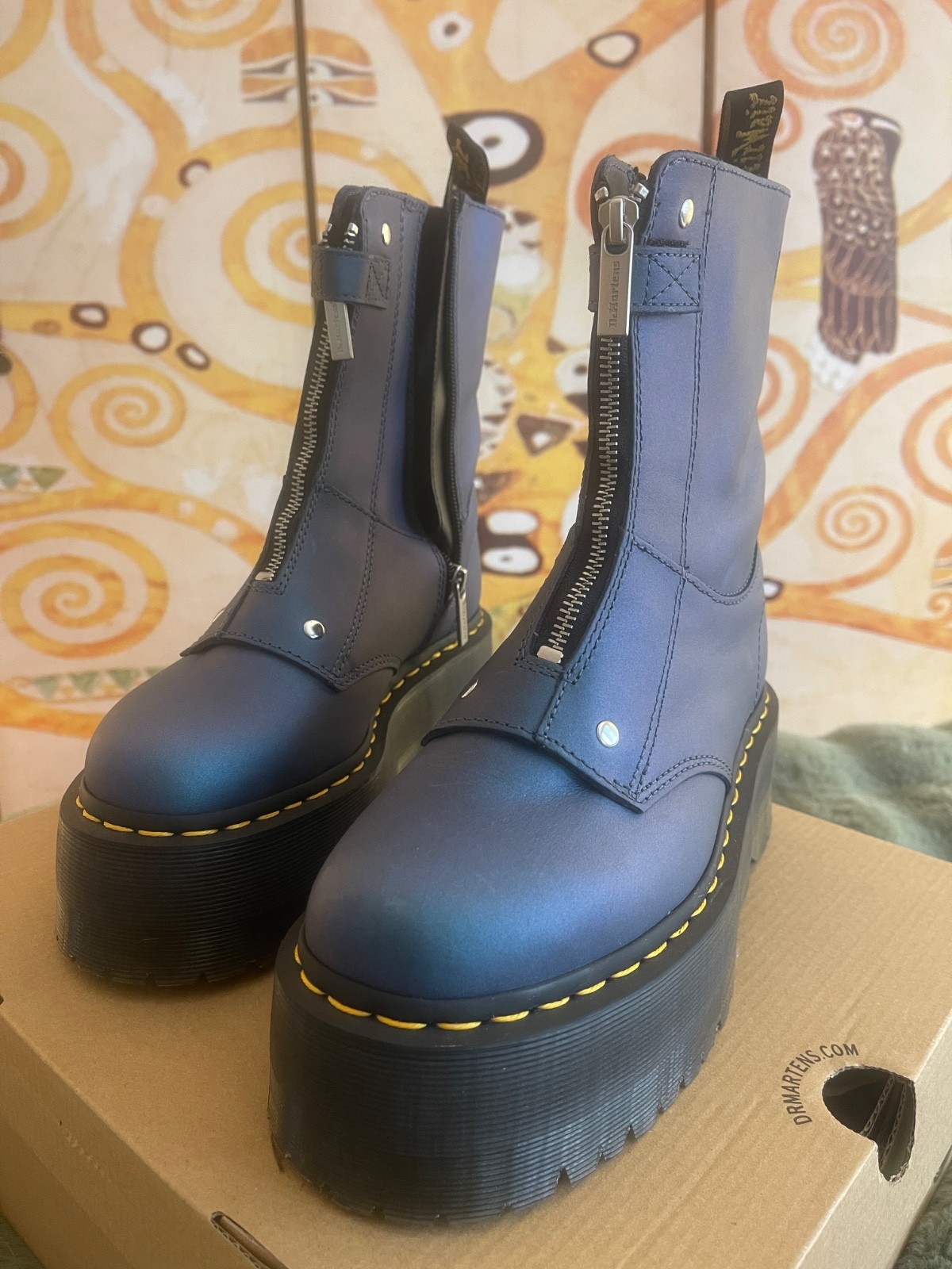 Dr. Martens Jetta Hi Max Deep Blue Platform Boots Women’s 7 EU 38 Front Zip