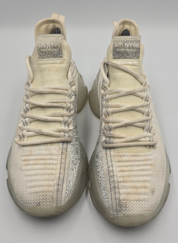 Steve Madden Maxilla SM NY90 Women’s 9.5M Shoes Rhinestone Summit White Sneakers