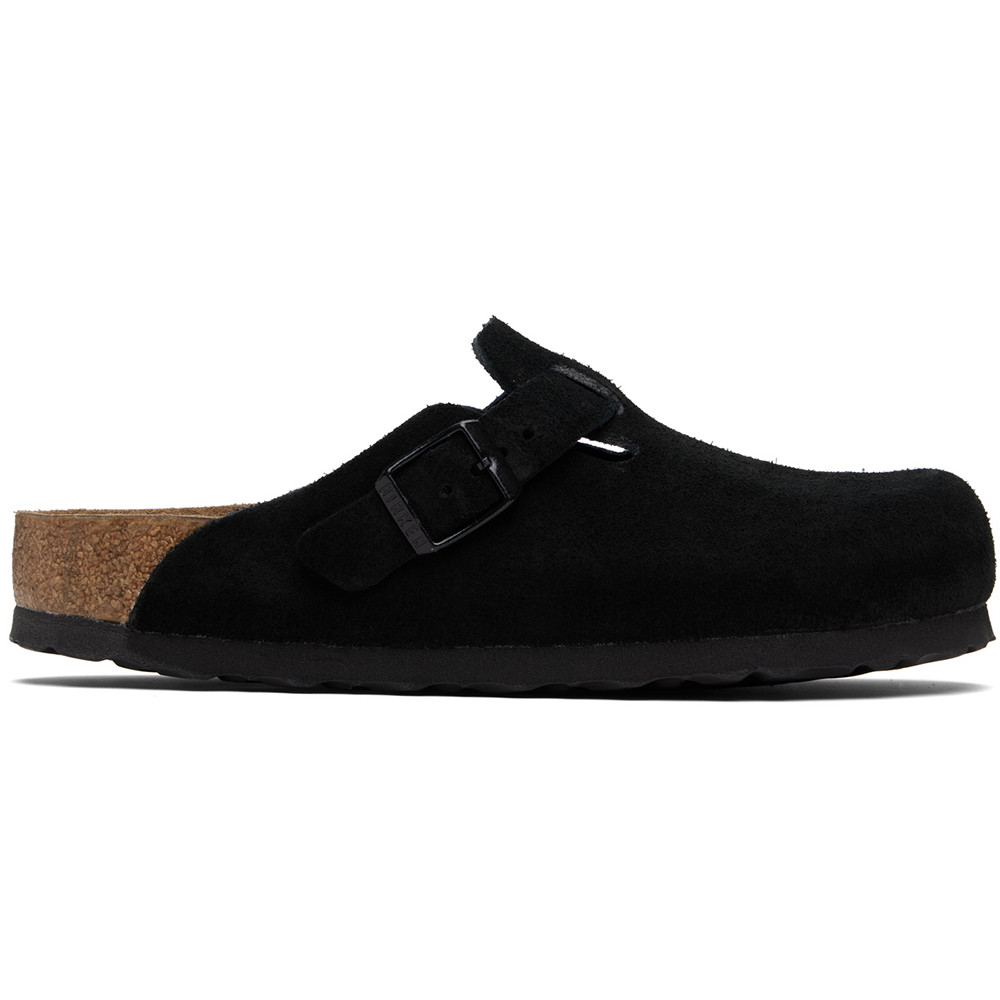 Birkenstock Boston Black Suede Leather Soft Footbed Clogs Unisex’s Shoes