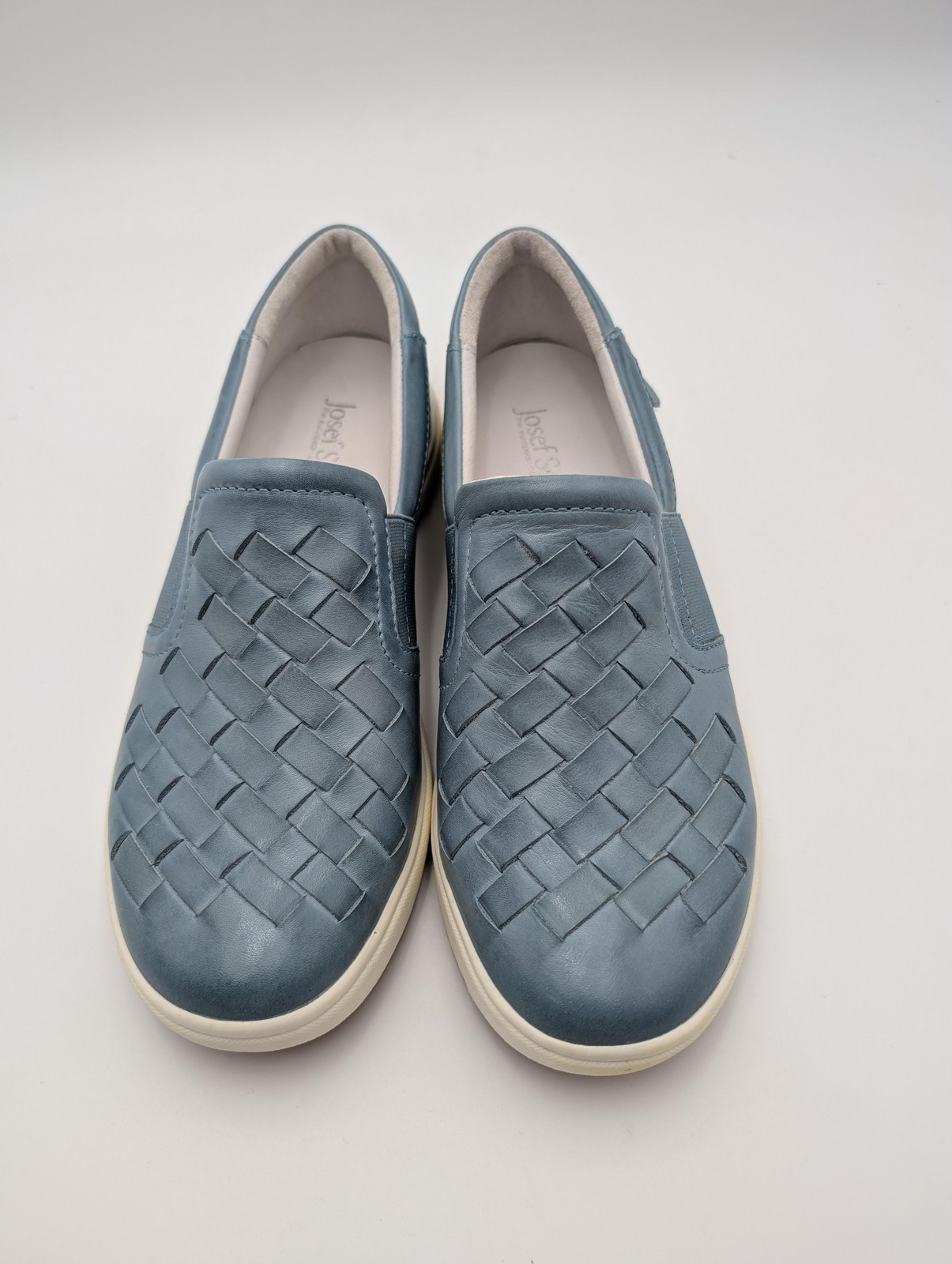 Josef Seibel Slip-On Shoes Womens Size 5.5 Blue Leather Woven Comfort EU 36