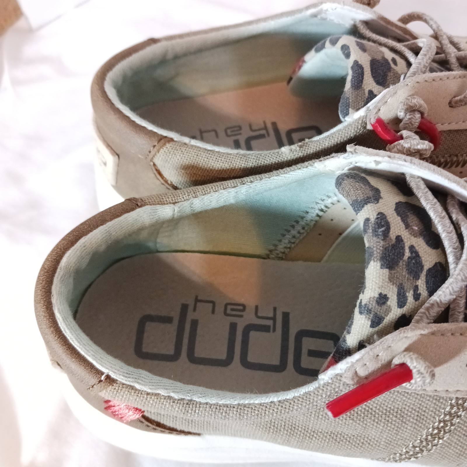 Hey Dude Karina Women’s Canvas Low Top Lace-Up Sneakers Leopard Print