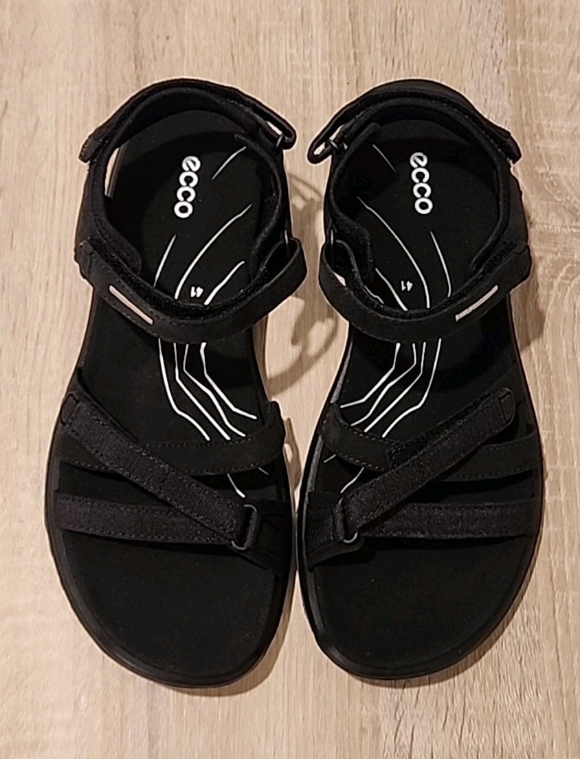 ECCO Offroad Roam Women’s Strappy Sandal Size EU 41 US 10-10.5 Black Leather NEW