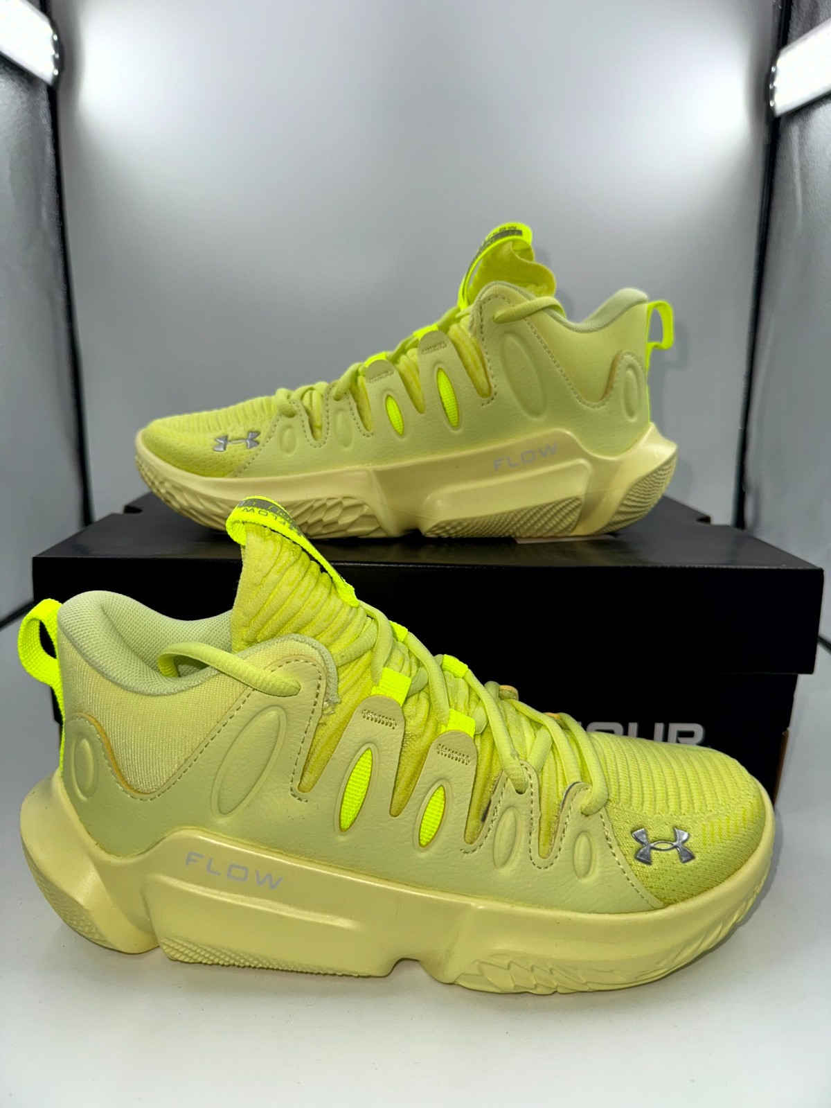 Under Armour UA Flow Breakthru 4 Womens 8 Sneakers Sonic Yellow Basketball Shoes