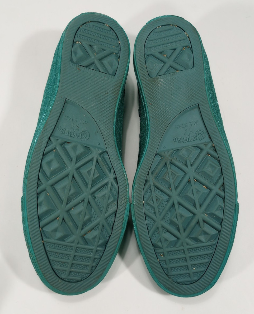 Converse All Star Sneakers Turquoise Sparkle Womens Size 8 Mens Size 6 Low Top