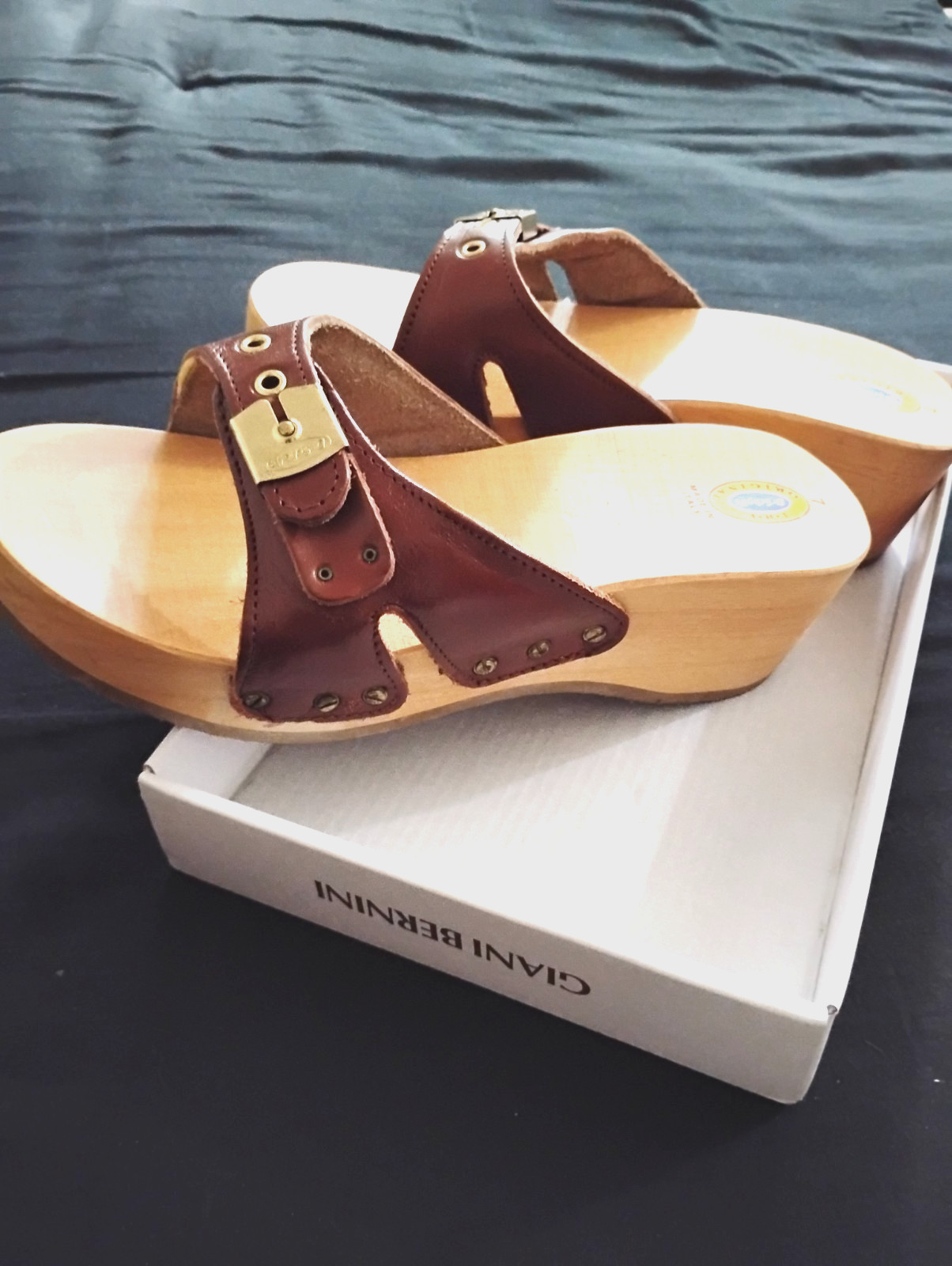 Dr. Scholl’s NEW Original Wood,Wooden Platform Slide Sandals Size 7 M Italy
