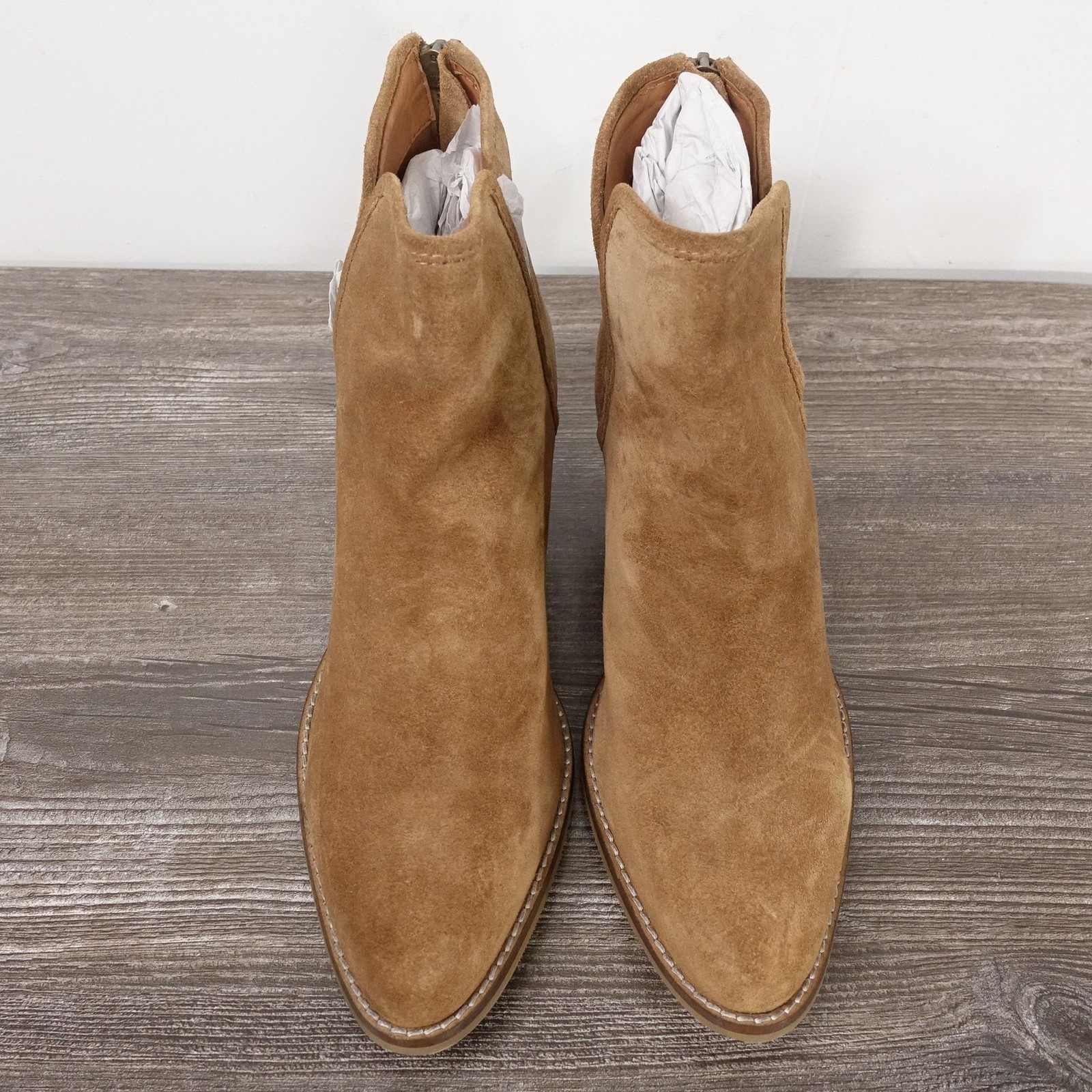 New! Baretraps Nanny Booties Womens Size 9 Brown Suede Ankle Zip Block Heel