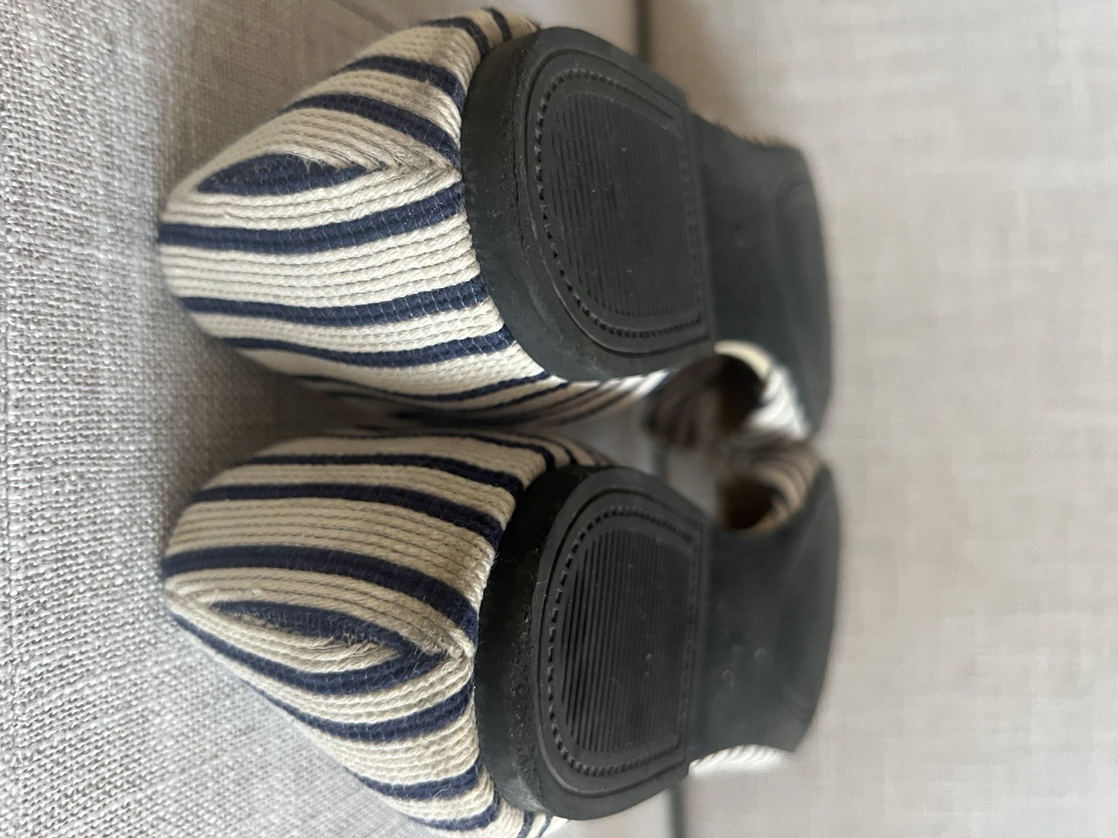 Serra Women’s Blue/White Striped Bow Slip-On Pointed Toe Flats Memory Foam US 9