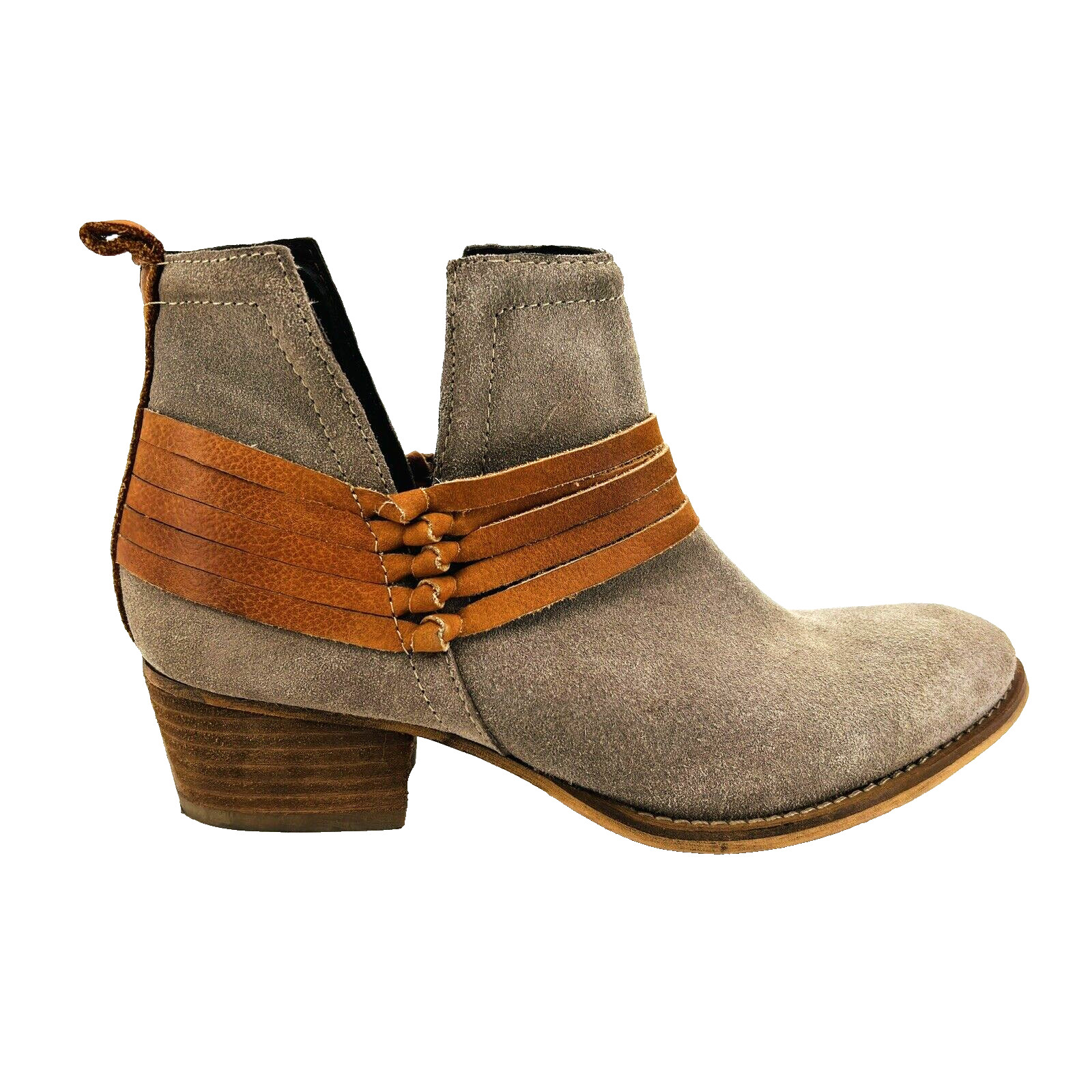 Womens 7.5 M Diba True Sly Fox Ankle Boots Gray Suede Leather Western Distressed