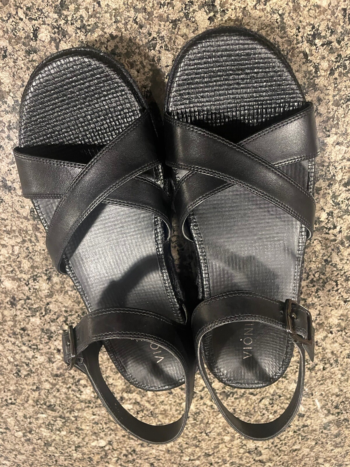 NEW Vionic Mar Women’s Black Leather Ankle Strappy Platform Sandal Size 8.5