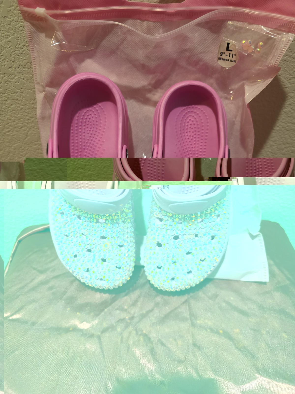 WOMENS PINK SIZE 9-11 BLING SHINY CROC LIKE FLAT HEELS