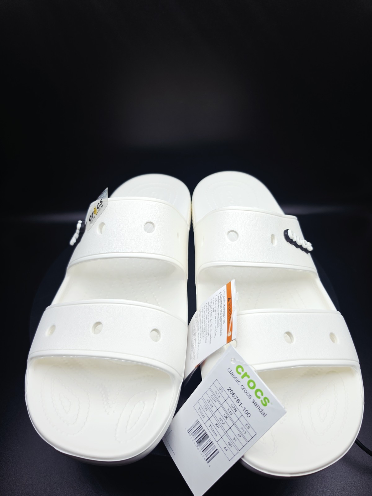 Crocs White Slide Sandals Slip On Comfort Straps Logo MPN 206761 SIZE US 13 MEN