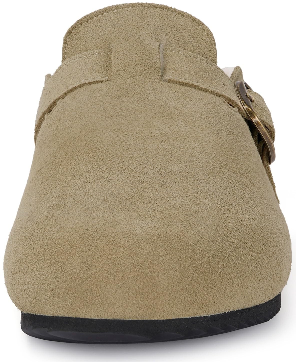 Mens Womens Fur Lined Clogs Suede Slip on Mules Warm 11 Women/10 Men, Beige