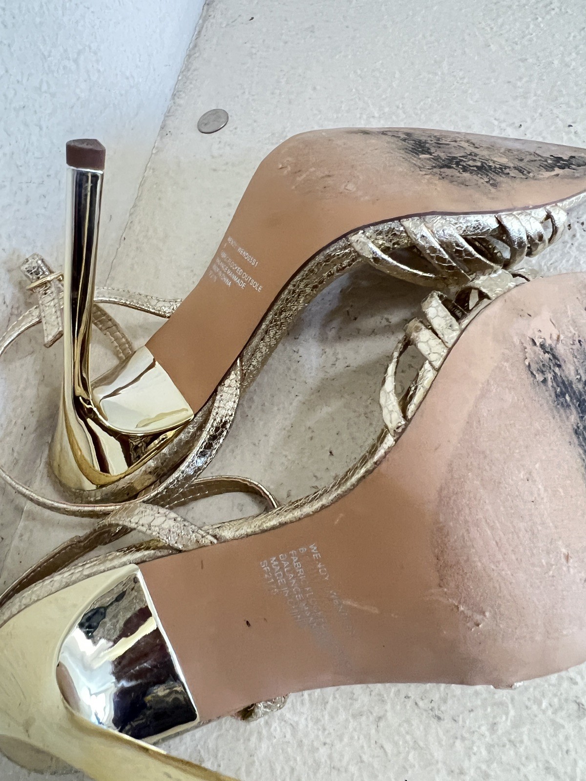STEVE MADDEN metallic gold Women sz 8 Wendy Pointed Toe Strappy heels Sandals