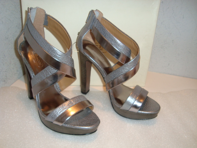Coach Womens A3723 NWB Brynn Cuba Metal Pewter Sandals Shoes 9.5 MED NEW