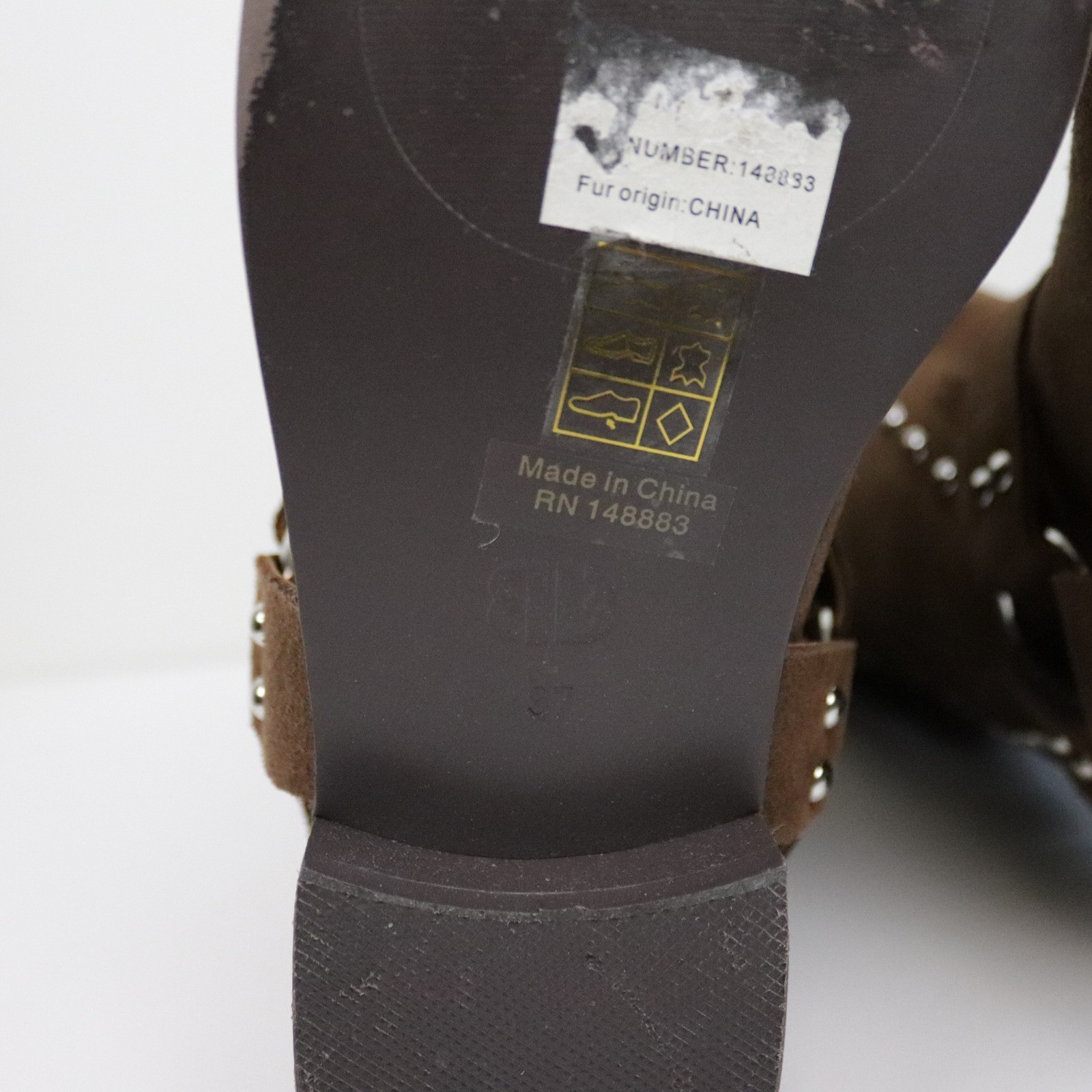 Anthropologie Bibi Lou Suede Studded Harness Western Boots EU 37 US 6 – 6.5